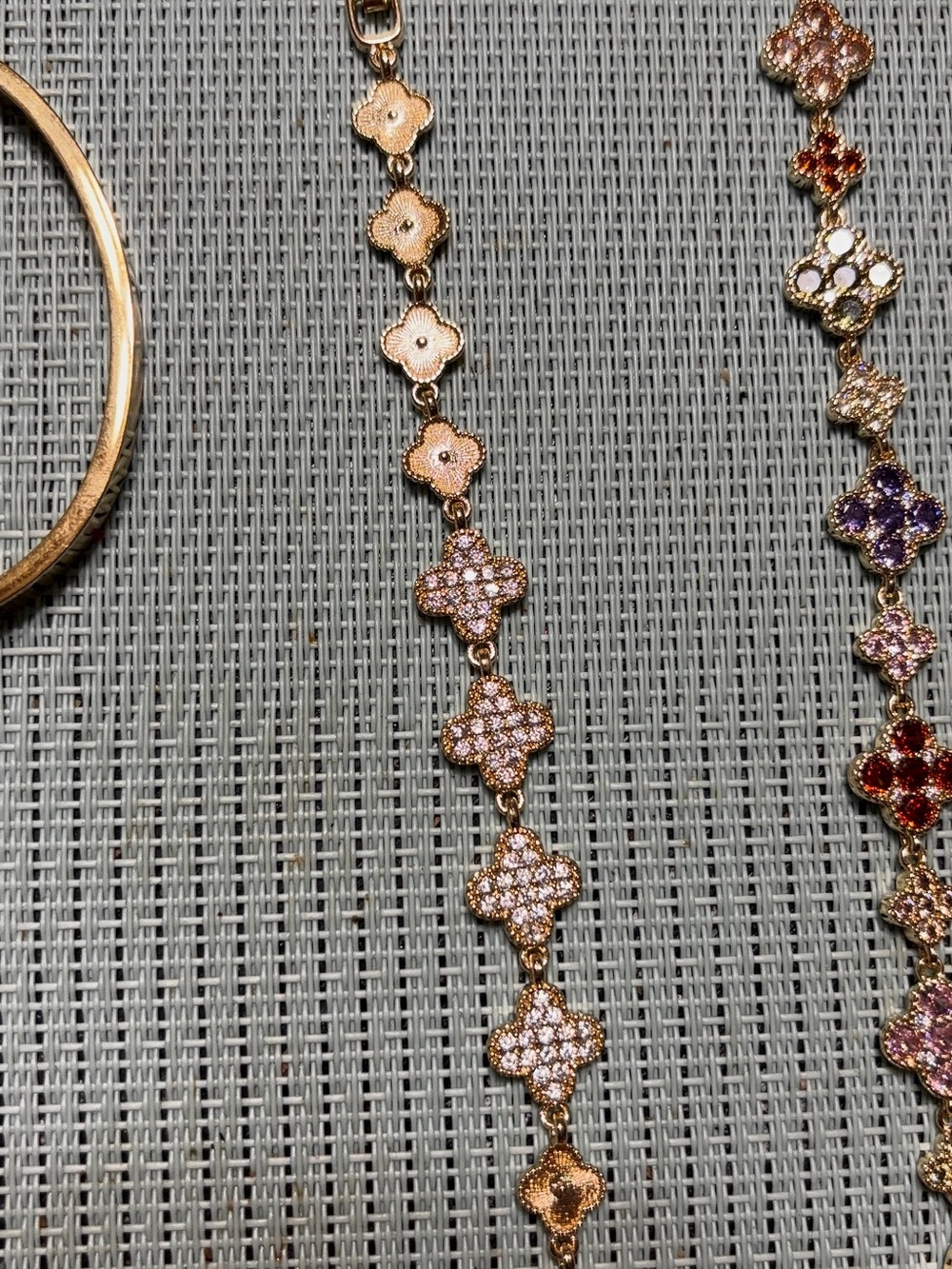 Elegant Rose Gold Clover Link Bracelet with Pink Crystals